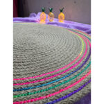 DecoHandy 39cm Neon Renkli Şeritli Jüt Örme Supla Amerikan Servis - Görsel 3