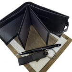 Ahşap Deri Kutulu Siyah Renk 3'lü Hediye Seti - Kalem, Cüzdan, Anahtar - Görsel 2