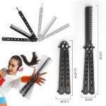 Siyah Katlanabilir Paslanmaz Çelik Kelebek Bıçak Tasarımlı Tarak - Görsel 2