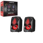 SİYAH - RGB IŞIKLI 1+1 HOPARLÖR SPEAKAER SET USB KABLO 2.0 MULTİMEDYA - 5W (5067)